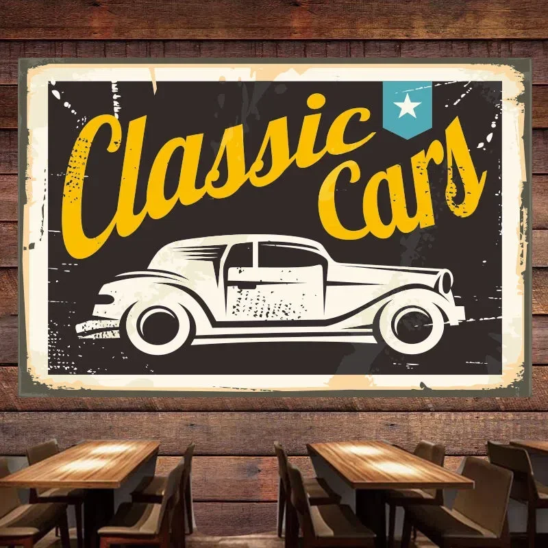 Auto Repair Shop For Sale - Carro clássico vintage cartaz bandeira mural